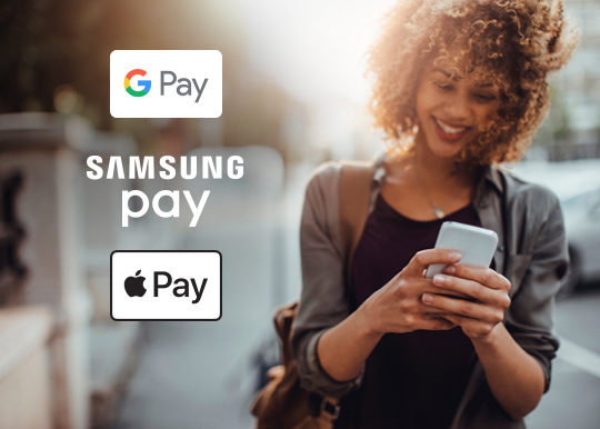 Google Pay, Samsung Pay, Apple Pay logos