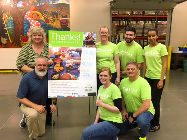 Unitus employees volunteering at Oregon Food Bank